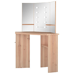 Helloshop26 Coiffeuse table de maquillage design meuble mobilier de chambre d'angle avec led 111 x 54 x 141,5 cm chêne 02_0006356