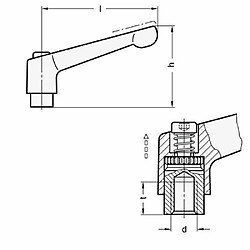 Ganter Norme léments levier de serrage réglable avec filetage femelle, 1pièce, noir/strukturmatt, GN 300-108M12-SW