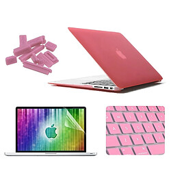 Wewoo Housse Étui rose pour MacBook Air 11,6 pouces 4 en 1 Coque de protection en plastique dur givré avec protecteur d'écran et protège-clavier bouchons anti-poussière