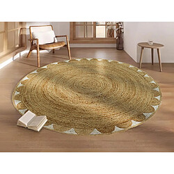 Vente-Unique Tapis rond forme fleur 100% jute - D. 150 cm - Naturel - INDIRA