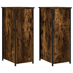 Maison Chic Lot de 2 Tables de chevet - Tables de Nuit chêne fumé 32x42x80 cm bois d'ingénierie