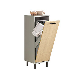 SoBuy BZR132-NG Armoire de Salle de Bain, Armoire à Linge, Corbeille à Linge, Meuble Bas de Salle de Bain avec 1 Panier à Linge