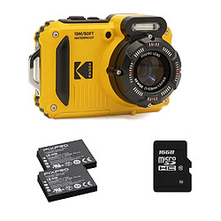 KODAK Pixpro Pack WPZ2 + 2 Batteries + 1 carte SD - Compact 16MP, étanche à 15m, Anti-Choc, Video 720p, Ecran LCD - Jaune - Jaune