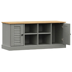 Acheter Decoshop26 Banc de rangement à chaussures avec 4 compartiments et 2 petites armoires 106 x 35 x 45 cm en bois de pin gris DEC024963