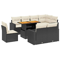 Maison Chic Ensemble Tables et chaises d'extérieur 9 pcs avec coussins,Salon de jardin noir résine tressée -GKD796416