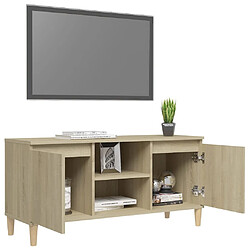 Avis vidaXL Meuble TV avec pieds en bois massif Chêne sonoma 103,5x35x50 cm