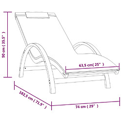 vidaXL Chaise longue avec coussin blanc textilène/bois massif peuplier pas cher