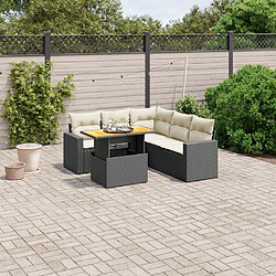 Maison Chic Ensemble Tables et chaises d'extérieur 6pcs avec coussins,Salon de jardin noir résine tressée -GKD792982