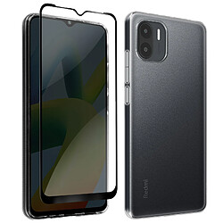 Coque pour Xiaomi Redmi A1 et A2 Souple Transparente Verre Trempé 9H Noir Bigben