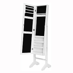 Helloshop26 Armoire à bijoux sur pieds avec miroir inclinable 153 cm blanc 12_0002303