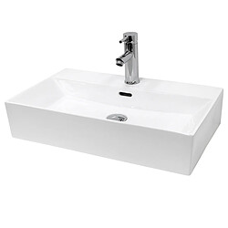 Ecd Germany Vasque en céramique blanc avec bonde de vidage pour salle de bain 605x365x130 mm