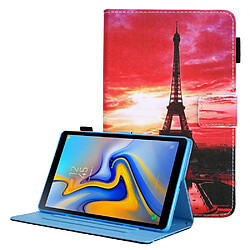 Etui en PU + TPU avec support et porte-carte Coucher de soleil et tour pour votre Samsung Galaxy Tab A8 10.5 2021 SM-X200/X205