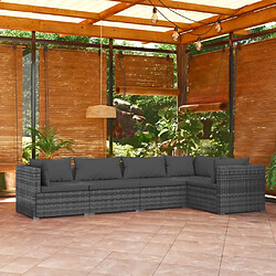 Maison Chic Salon de jardin 5 pcs + coussins - Mobilier/Meubles de jardin - Table et chaises d'extérieur Résine tressée Gris -MN22032