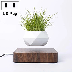 Wewoo Diamant En Plastique Pot De Fleur + Foncé Grain Bois Base Lévitation Magnétique Plante DécorationUS Plug