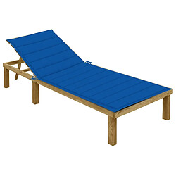 Maison Chic Chaise longue avec coussin | Bain de soleil Relax | Transat bleu royal Bois de pin imprégné -GKD19401