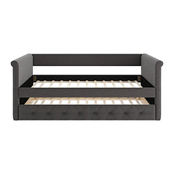 Acheter Vente-Unique Lit banquette gigogne capitonné LOUISE - 2x90x190cm - tissu gris