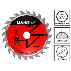 WellCut WC-M2163024 TCT Lame de scie 216 x 2,4 x 30 mm, 24 dents