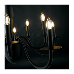 Fan Europe Chandelier sans abats jours Armstrong 10 ampoules Métal Noir