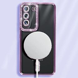 Avizar Coque Diamant pour Samsung Galaxy S22 MagSafe Contour Strass Violet pas cher