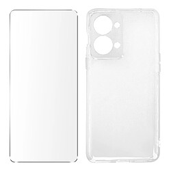 Avizar Coque OnePlus Nord 2T Silicone Gel Souple Film Verre Trempé 9H transparent