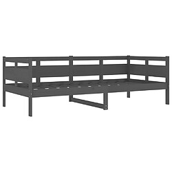 Avis vidaXL Lit de jour sans matelas gris bois de pin massif 90x200 cm