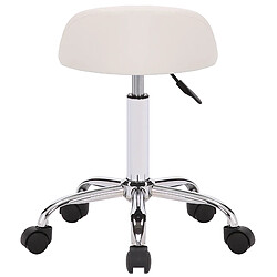 Decoshop26 Tabouret de travail sur roulettes hauteur réglable support en métal assise en synthétique blanc TABO10191 pas cher