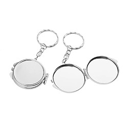 2 pièces portable mini pliant rond poche porte-clés miroir de maquillage compact