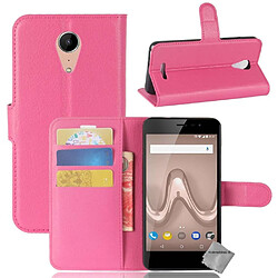 Htdmobiles Housse etui portefeuille pour Wiko Tommy 2 Plus + verre trempe - ROSE