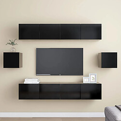 vidaXL Ensemble de meuble TV 6 pcs Noir Bois d'ingénierie