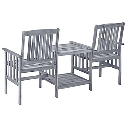 Acheter vidaXL Chaises de jardin avec table à thé et coussins Acacia solide