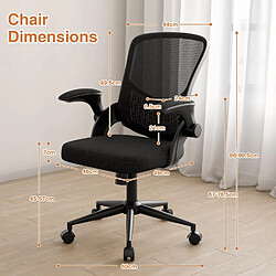 Chaise de bureau ergonomique avec accoudoirs rabattables - Chaise d'ordinateur à dossier moyen Rattantree avec support lombaire - Chaise en maille pour bureau à domicile - Noir pas cher