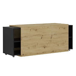 Maison Chic Meuble TV scandinave - Banc TV pour salon 194,5x39,9x49,2 cm Chêne artisanal et noir -MN33307