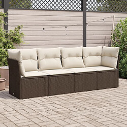 Maison Chic Salon de jardin 4 pcs avec coussins | Ensemble de Table et chaises | Mobilier d'Extérieur marron résine tressée -GKD46029