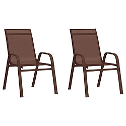 vidaXL Chaises empilables de jardin lot de 2 Marron Tissu textilène