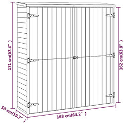 vidaXL Abri à outils de jardin 163x50x171 cm Bois de pin solide pas cher