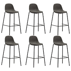 vidaXL Chaises de bar lot de 6 gris foncé tissu