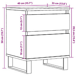 vidaXL Table de chevet vieux bois 40x35x50 cm bois d’ingénierie pas cher