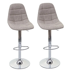 Decoshop26 2x tabourets de bar comptoir chaise haute en tissu crème gris base et cadre en acier chromé 04_0000105