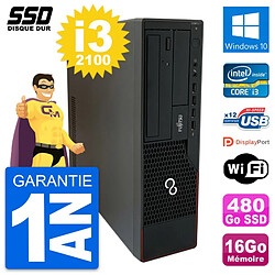 PC Fujitsu Esprimo E910 DT Intel Core i3-2100 RAM 16Go SSD 480Go Windows 10 Wifi - Occasion