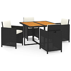 vidaXL Ensemble à dîner de jardin avec coussins 5 pcs poly rotin noir