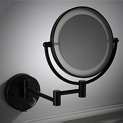 Acheter Universal Miroir de toilette 8 pouces latéral 3x/1x loupe murale miroir LED miroir de maquillage pliant miroir de maquillage cadeau de madame | miroir de bain(Le noir)