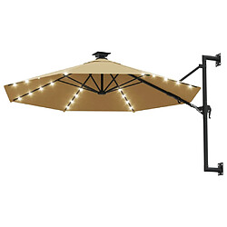 Helloshop26 Parasol mural avec mât métallique et led 300 cm taupe 02_0008695