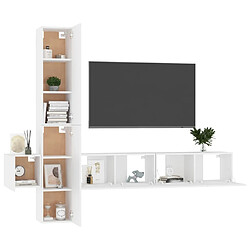 Avis Maison Chic Ensemble de meubles TV 5 pcs | Banc TV Moderne pour salon | Meuble de Rangement - Blanc Aggloméré -MN28176