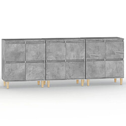 vidaXL Buffets 3 pcs gris béton 60x35x70 cm bois d'ingénierie