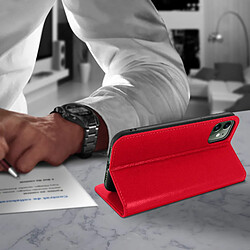 Acheter Avizar Étui iPhone 11 Folio Cuir Véritable Porte cartes Support Vidéo rouge