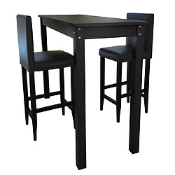 vidaXL Set de 1 table de bar et 2 tabourets noir