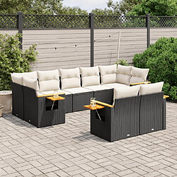 Maison Chic Ensemble Tables et chaises d'extérieur 9 pcs avec coussins,Salon de jardin noir résine tressée -GKD730611