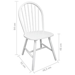 vidaXL Chaises à manger lot de 4 blanc bois d'hévéa solide pas cher