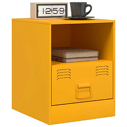 Avis vidaXL Table de chevet jaune moutarde 34,5x39x44 cm acier