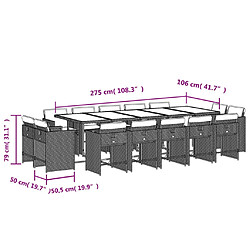 vidaXL Ensemble à manger de jardin et coussins 15 pcs gris clair rotin pas cher